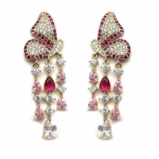 Palestro Milano Orecchini Pink Farfalle con cristalli pendenti