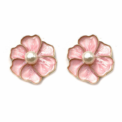 Palestro Milano Orecchini Pink Fiorellini Smaltati con Perlina