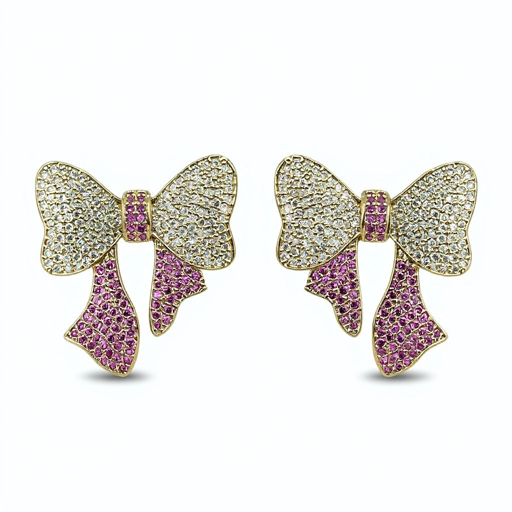 Palestro Milano Orecchini Pink Fucsia Fiocco di Zirconi