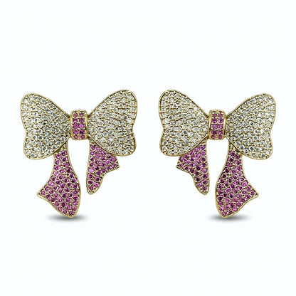 Palestro Milano Orecchini Pink Fucsia Fiocco di Zirconi