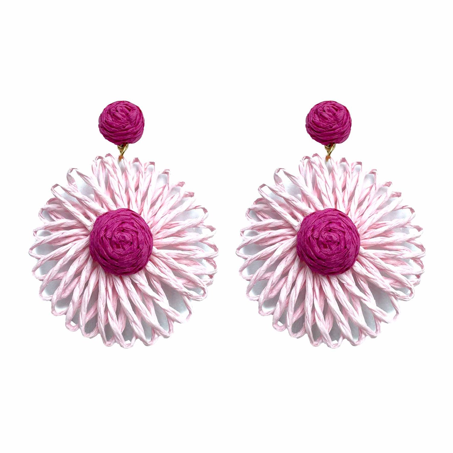 Palestro Milano Orecchini Pink-Fucsia Girasoli colorati in rafia