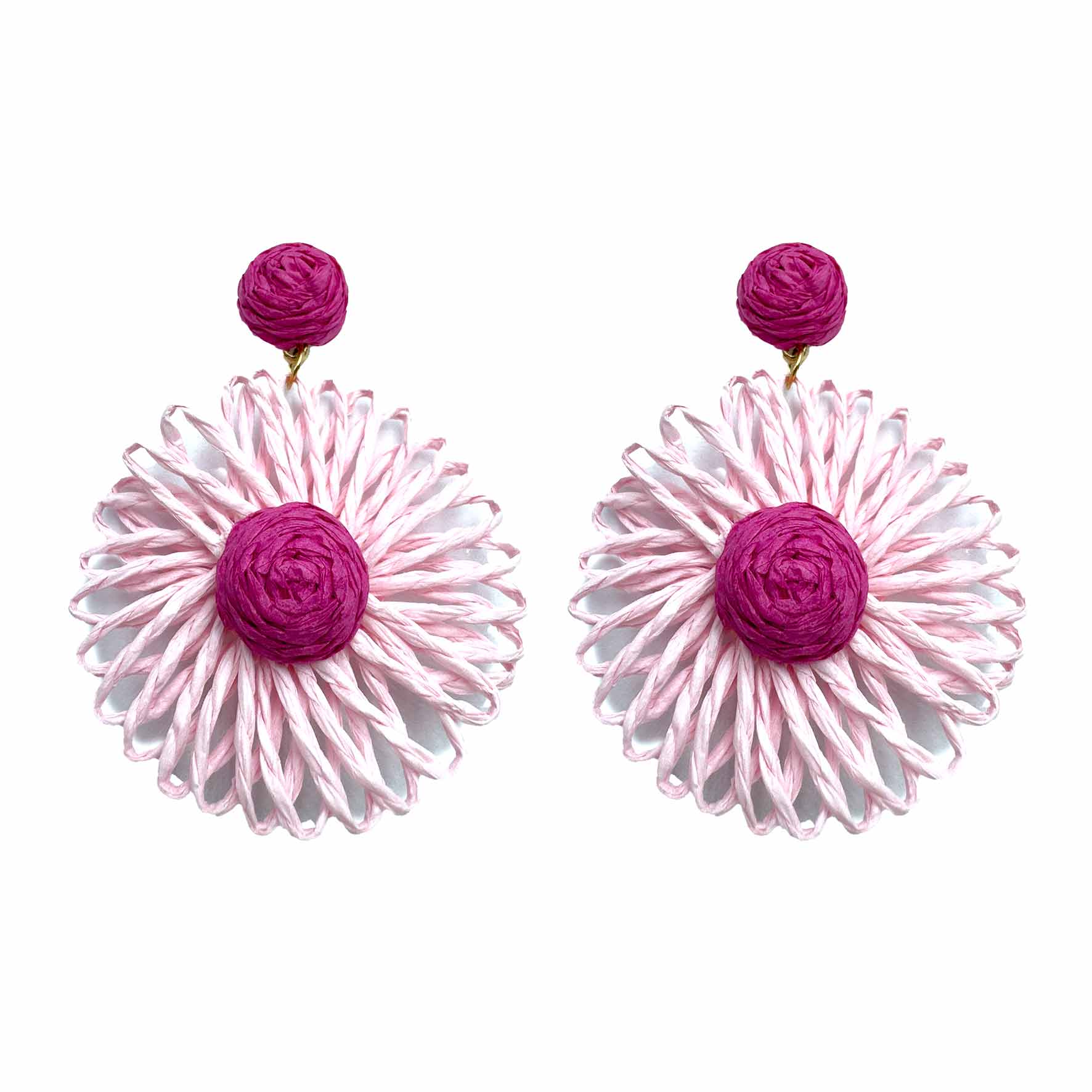 Palestro Milano Orecchini Pink-Fucsia Girasoli colorati in rafia