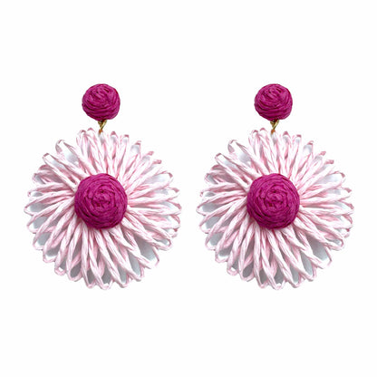 Palestro Milano Orecchini Pink-Fucsia Girasoli colorati in rafia