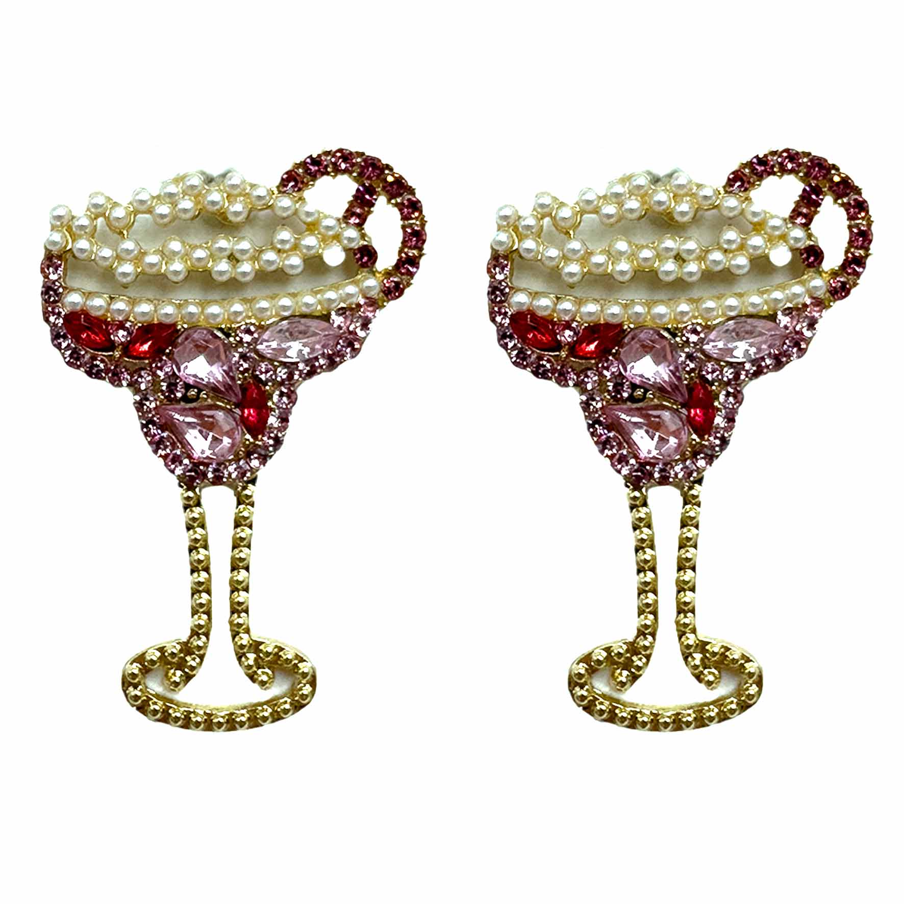 Palestro Milano Orecchini Pink Lady Cocktail di perline&amp;pietrine