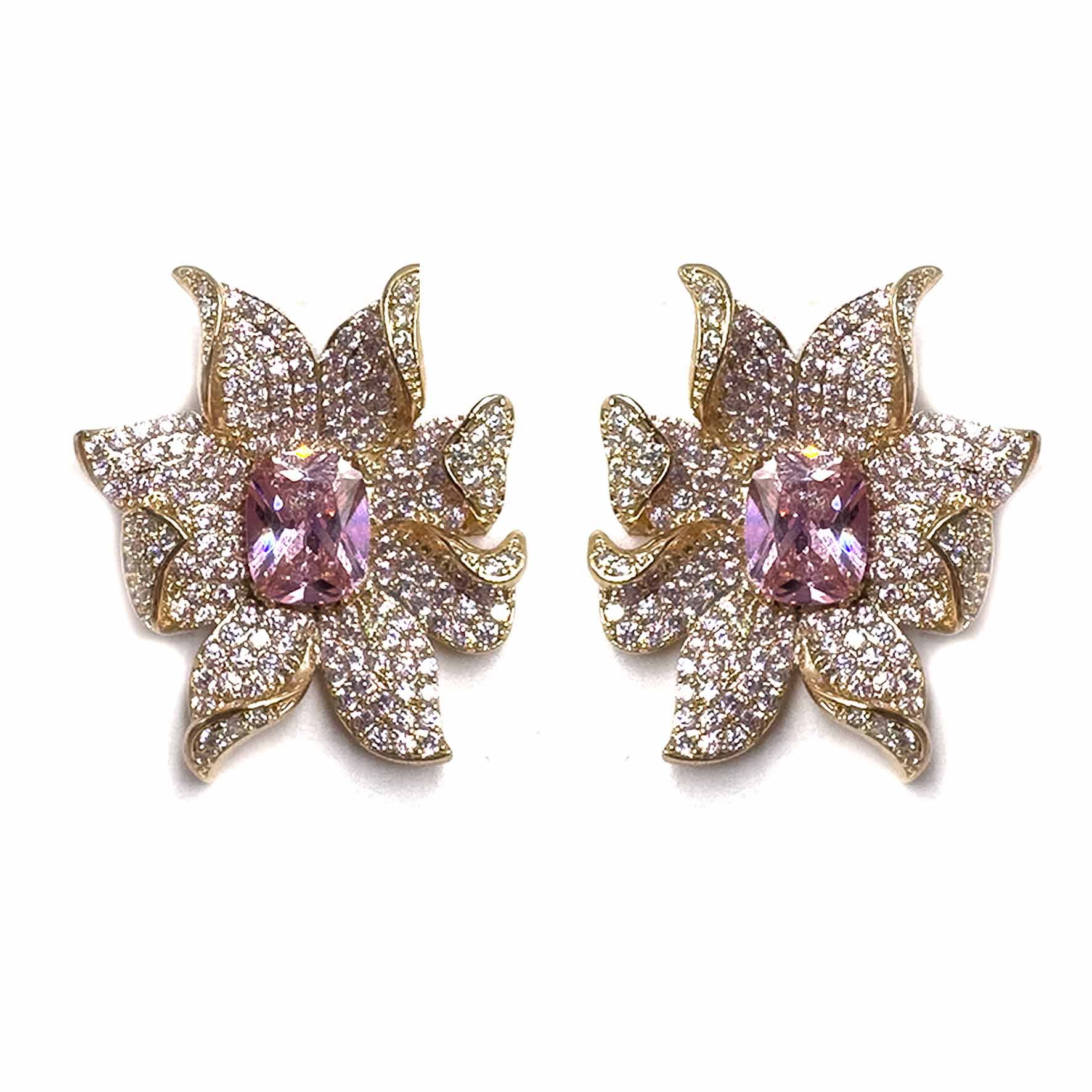Palestro Milano Orecchini Pink Lily di pavè