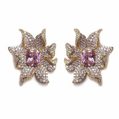 Palestro Milano Orecchini Pink Lily di pavè