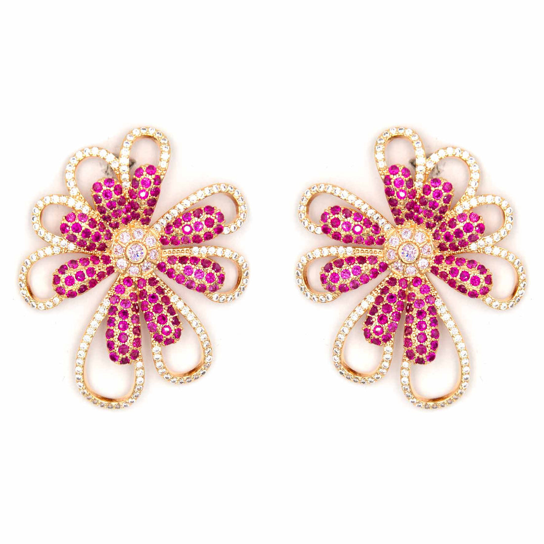 Palestro Milano Orecchini Pink Margherita di pavè