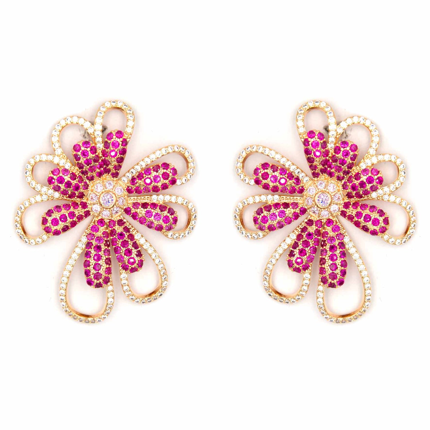 Palestro Milano Orecchini Pink Margherita di pavè