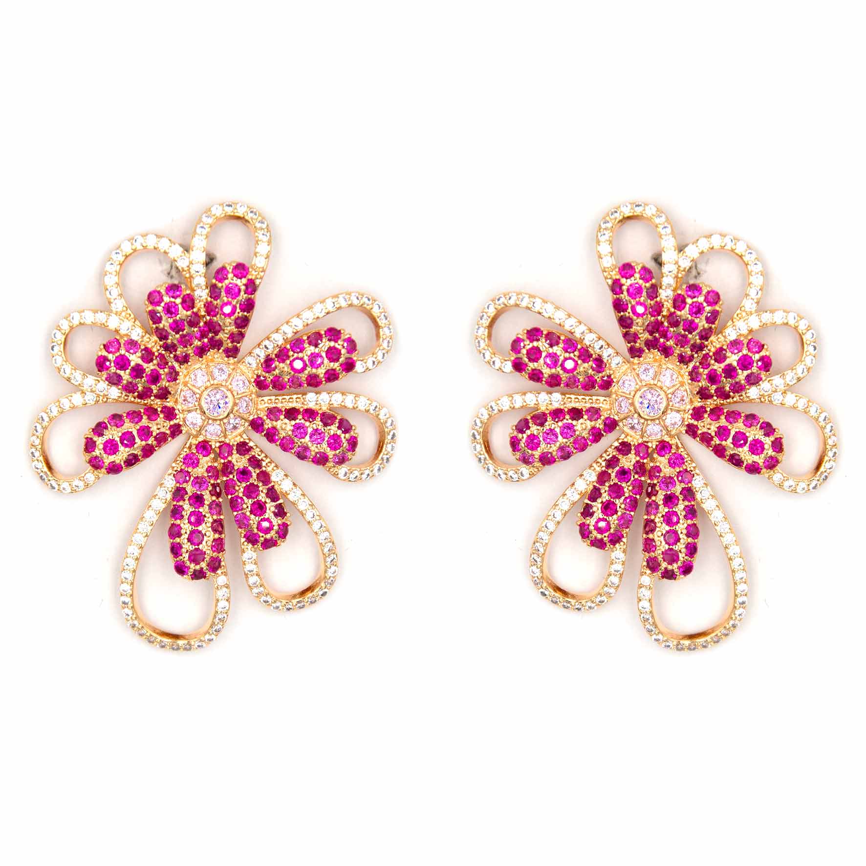 Palestro Milano Orecchini Pink Margherita di pavè