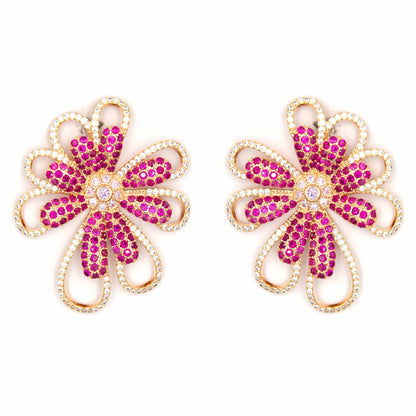 Palestro Milano Orecchini Pink Margherita di pavè