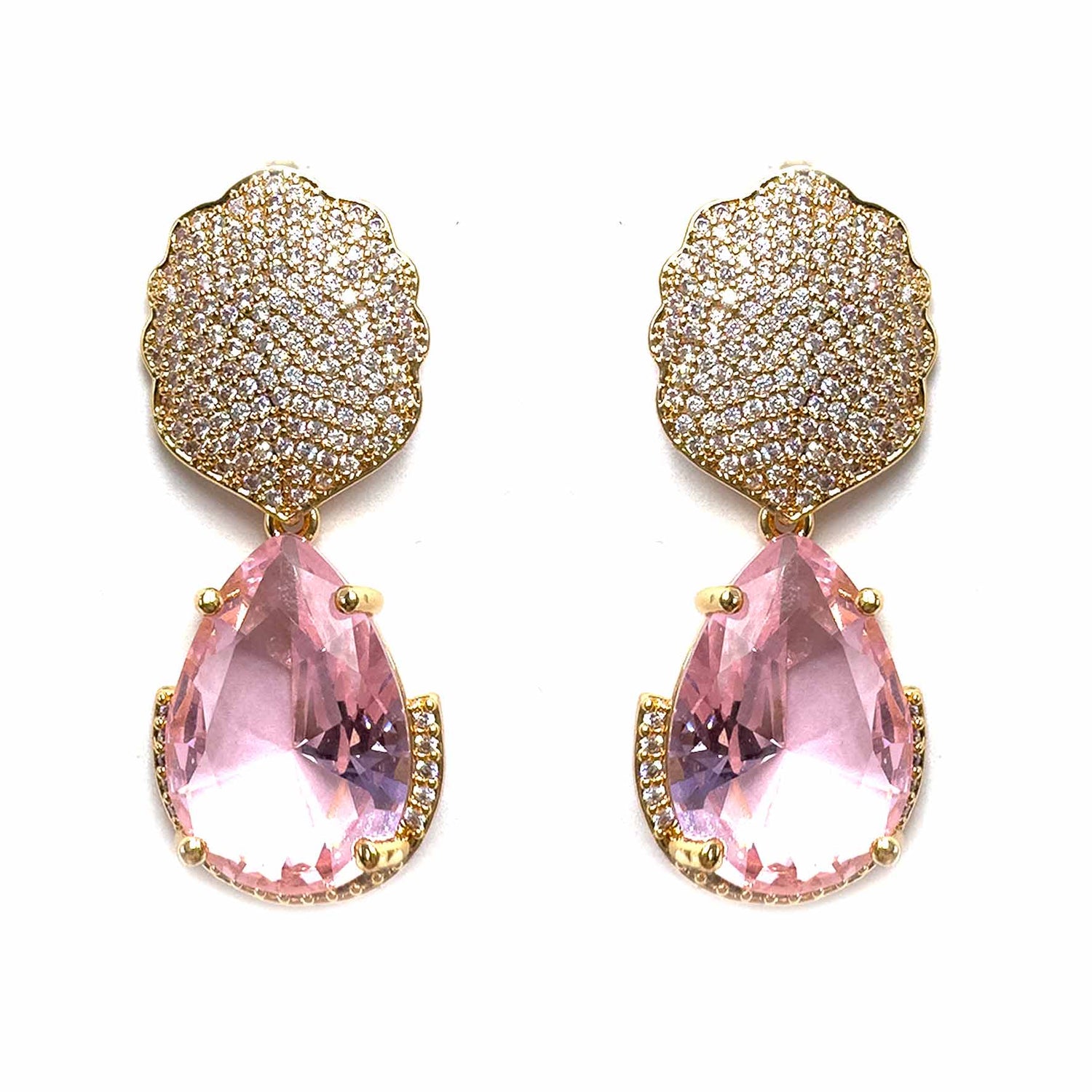 Palestro Milano Orecchini Pink Pavè con pietra a goccia