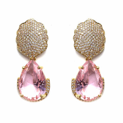 Palestro Milano Orecchini Pink Pavè con pietra a goccia