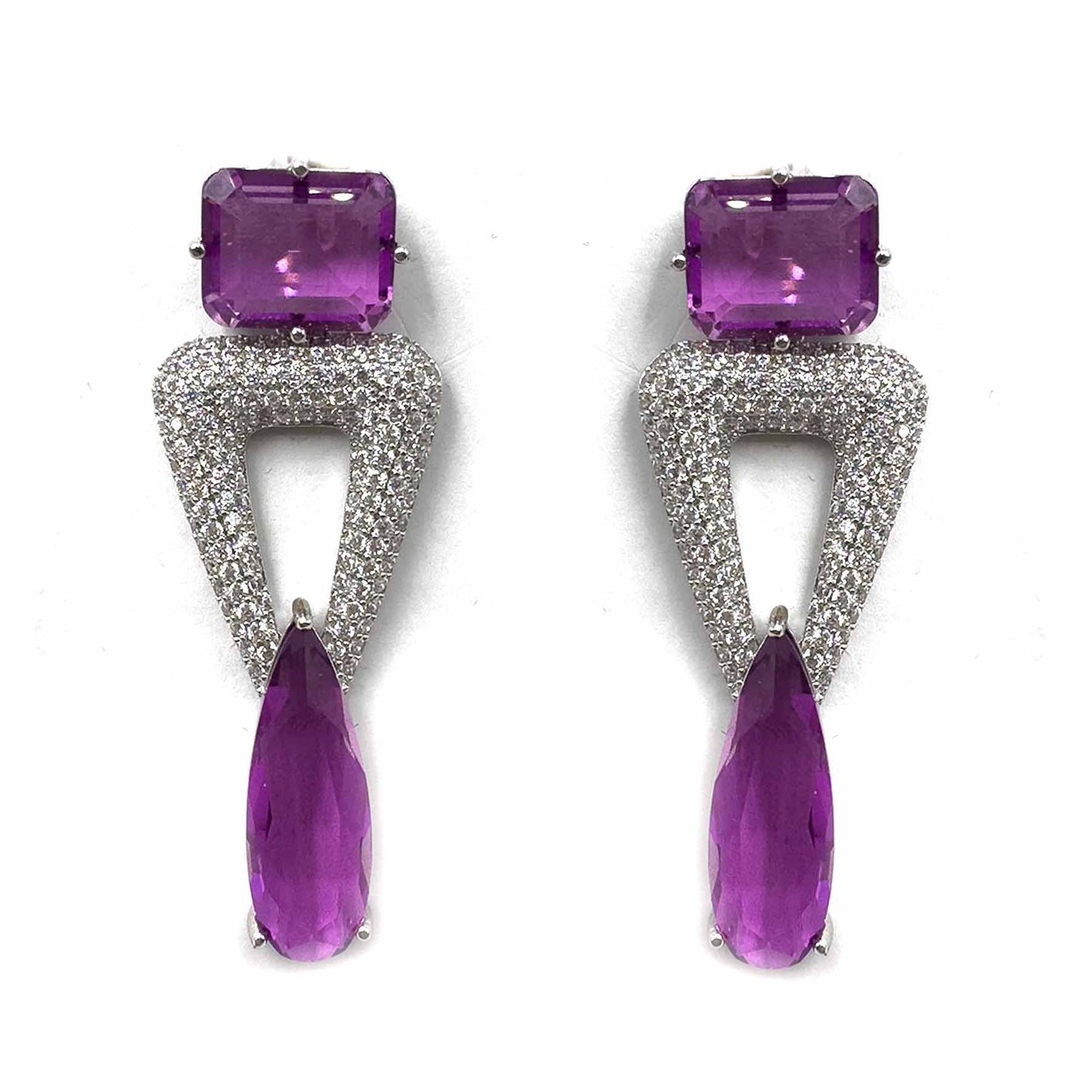 Palestro Milano Orecchini Pink Triangolo di pavè