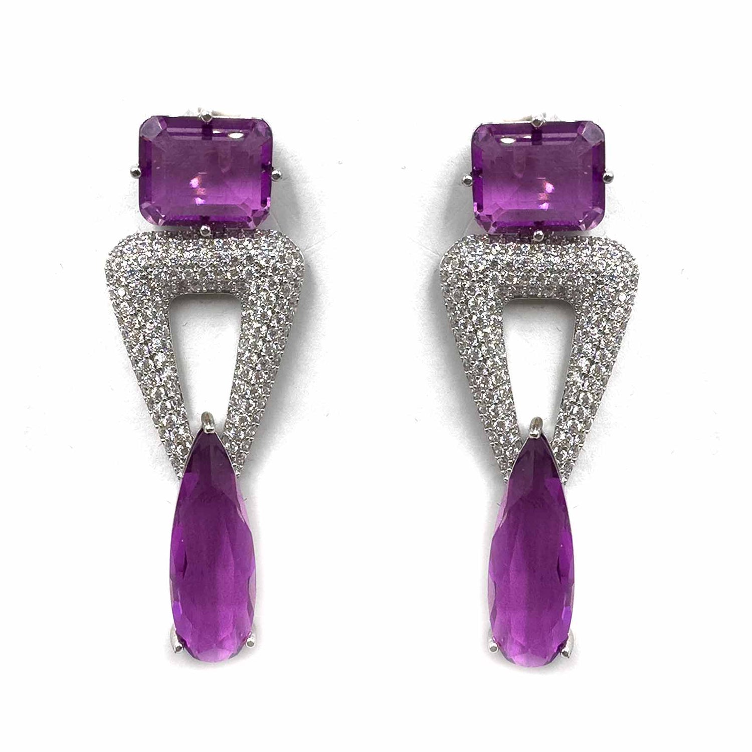 Palestro Milano Orecchini Pink Triangolo di pavè