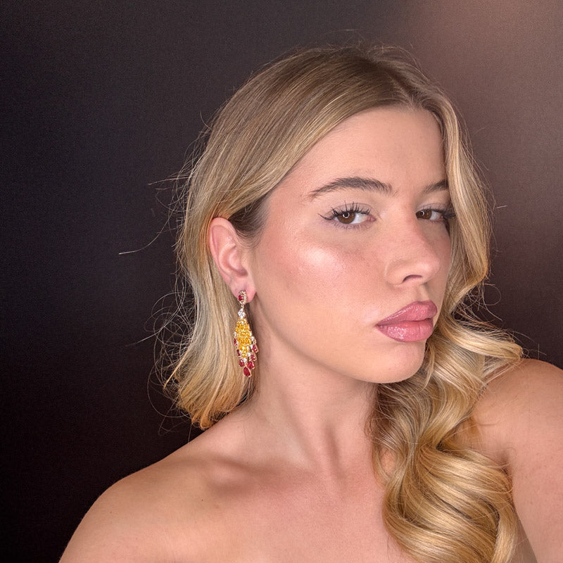 Palestro Milano Orecchini Pioggia di pietre rubino e topazio