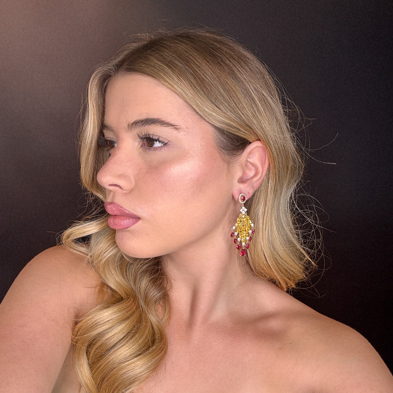 Palestro Milano Orecchini Pioggia di pietre rubino e topazio