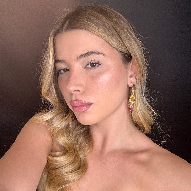 Palestro Milano Orecchini Pioggia di pietre rubino e topazio