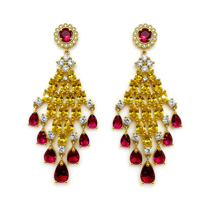 Palestro Milano Orecchini Pioggia di pietre rubino e topazio