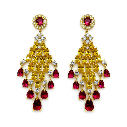 Palestro Milano Orecchini Pioggia di pietre rubino e topazio