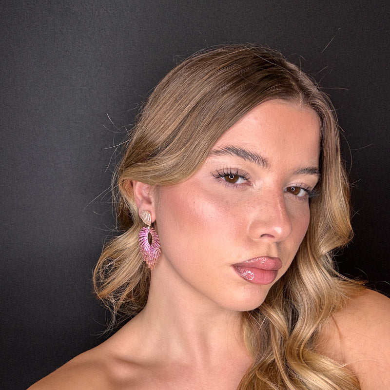 Palestro Milano Orecchini Piuma di Pavè Fucsia Incadescenti