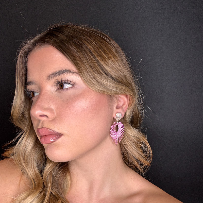 Palestro Milano Orecchini Piuma di Pavè Fucsia Incadescenti