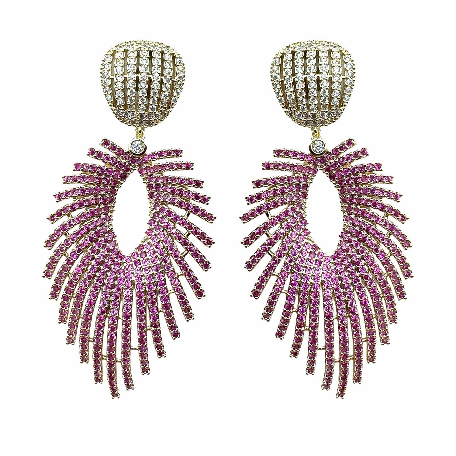 Palestro Milano Orecchini Piuma di Pavè Fucsia Incadescenti