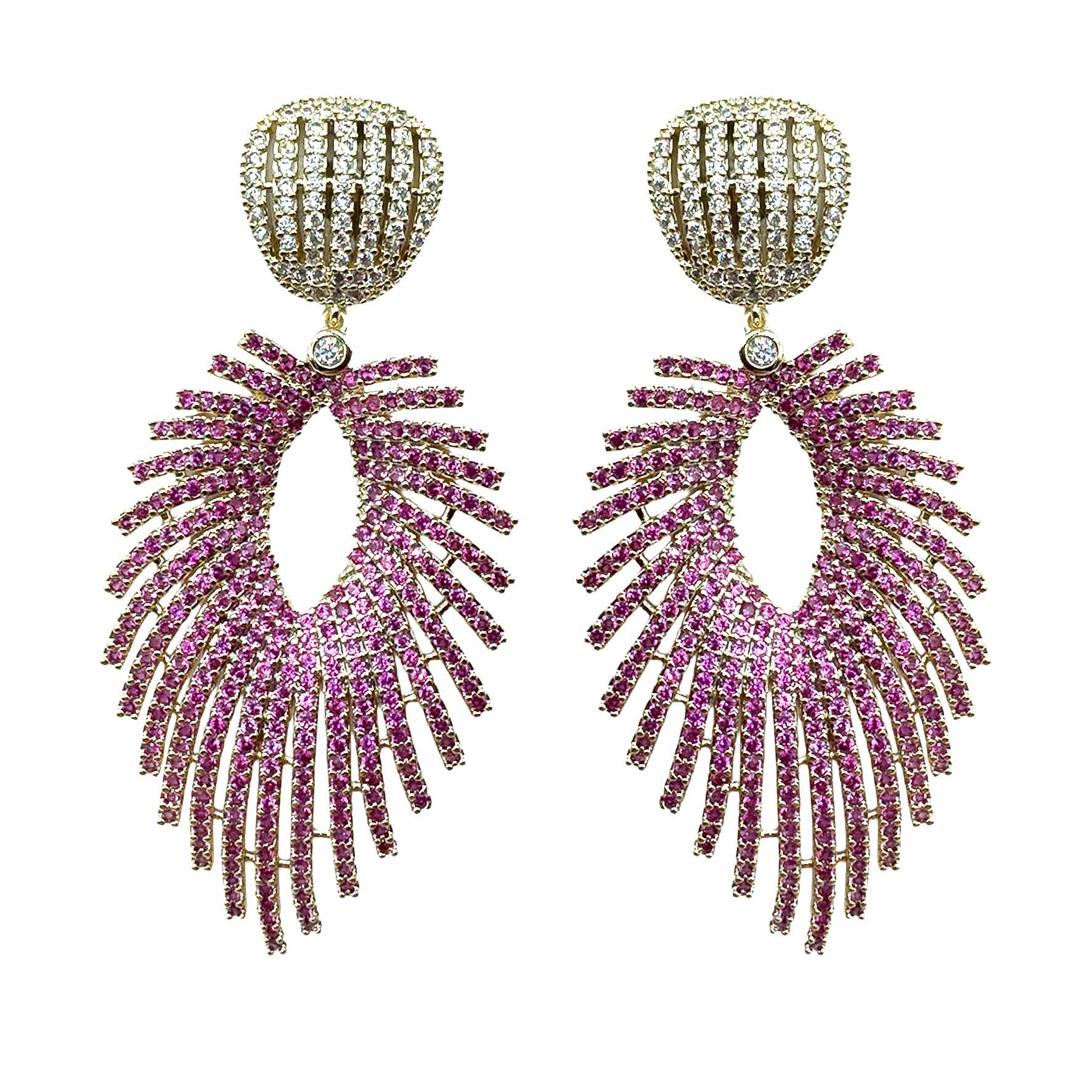Palestro Milano Orecchini Piuma di Pavè Fucsia Incadescenti
