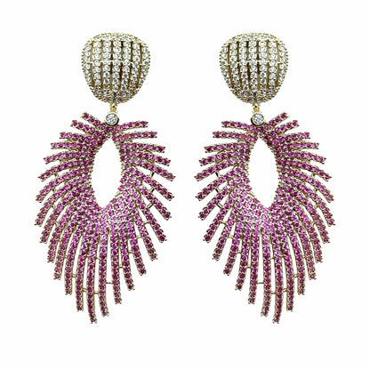 Palestro Milano Orecchini Piuma di Pavè Fucsia Incadescenti