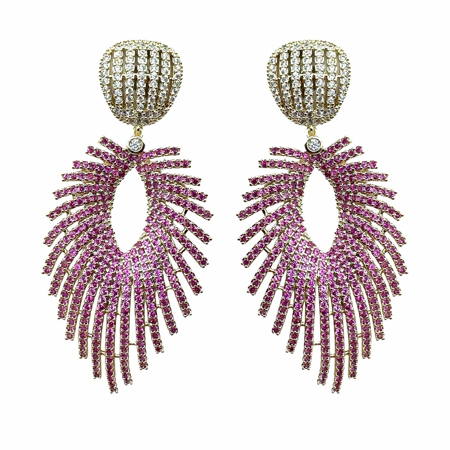 Palestro Milano Orecchini Piuma di Pavè Fucsia Incadescenti