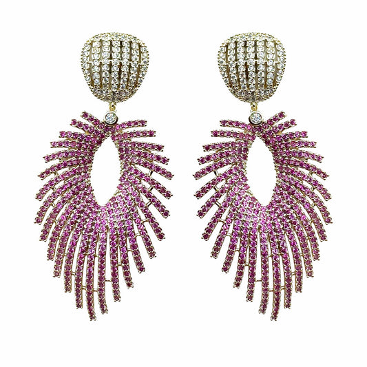 Palestro Milano Orecchini Piuma di Pavè Fucsia Incadescenti