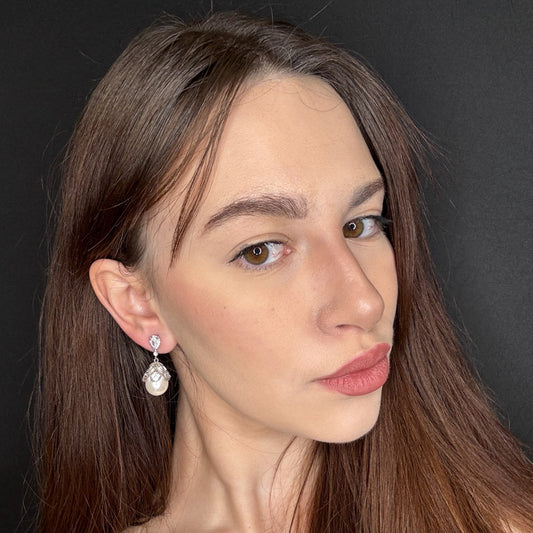 Palestro Milano Orecchini Pizzo di Zirconi con perle