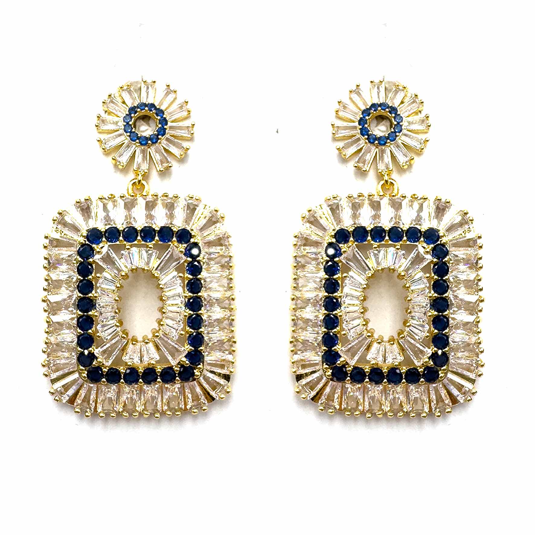 Palestro Milano Orecchini Rettangoli di cristallo/blu