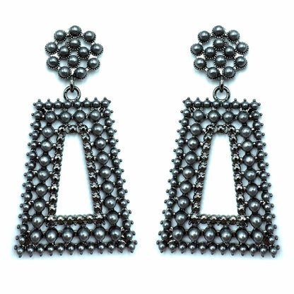 Palestro Milano Orecchini Rettangoli Perline Black