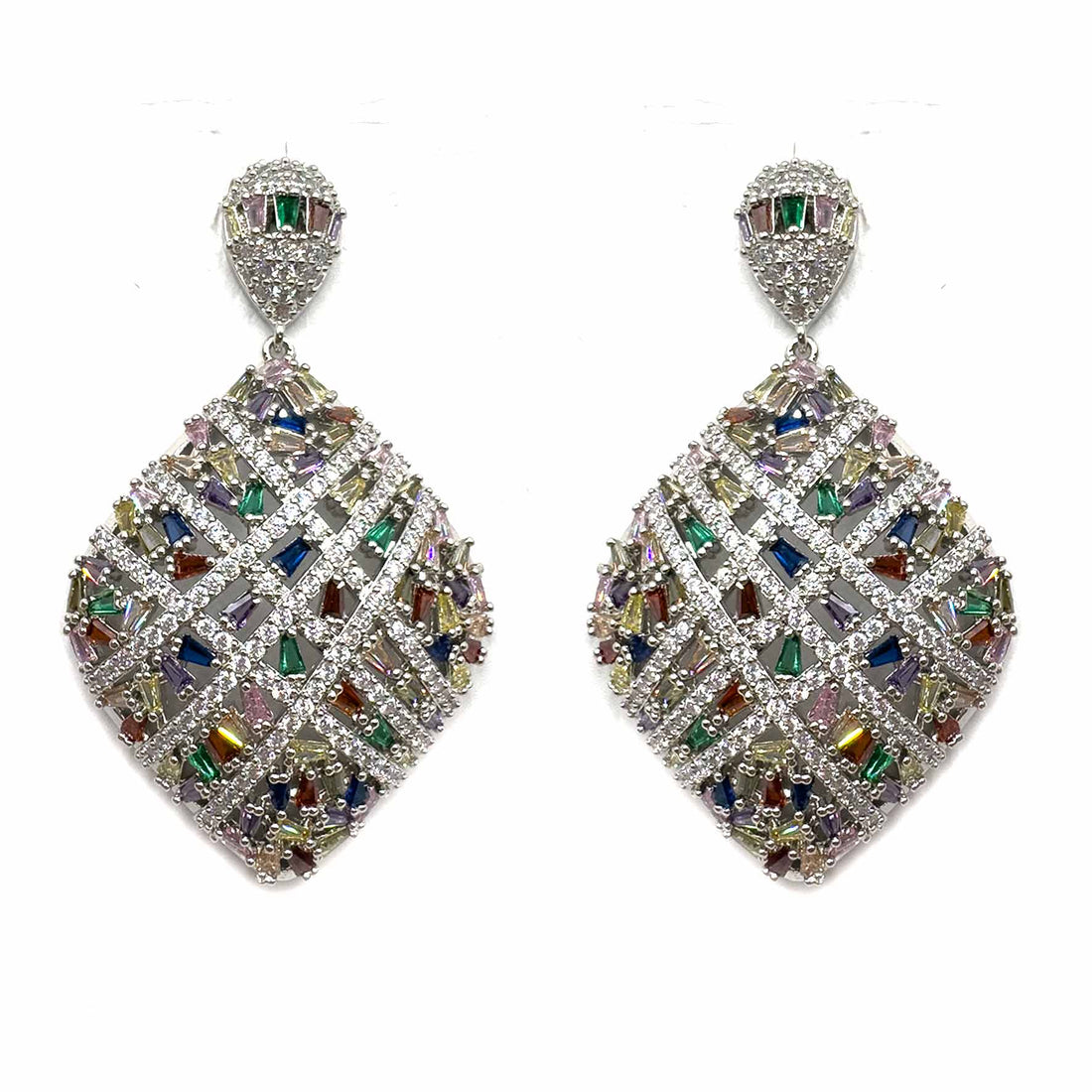 Palestro Milano Orecchini Rombo di pavè multicolor