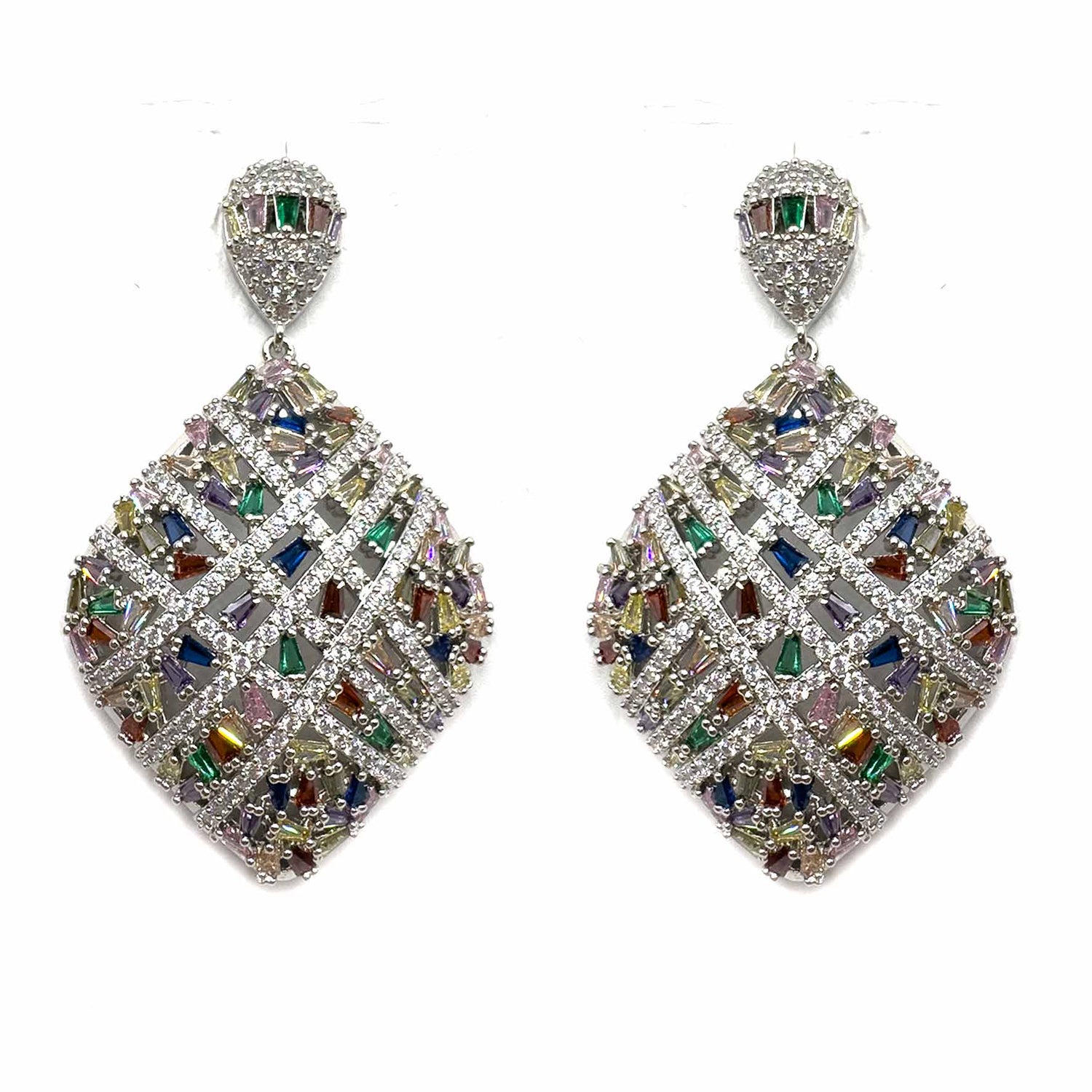 Palestro Milano Orecchini Rombo di pavè multicolor