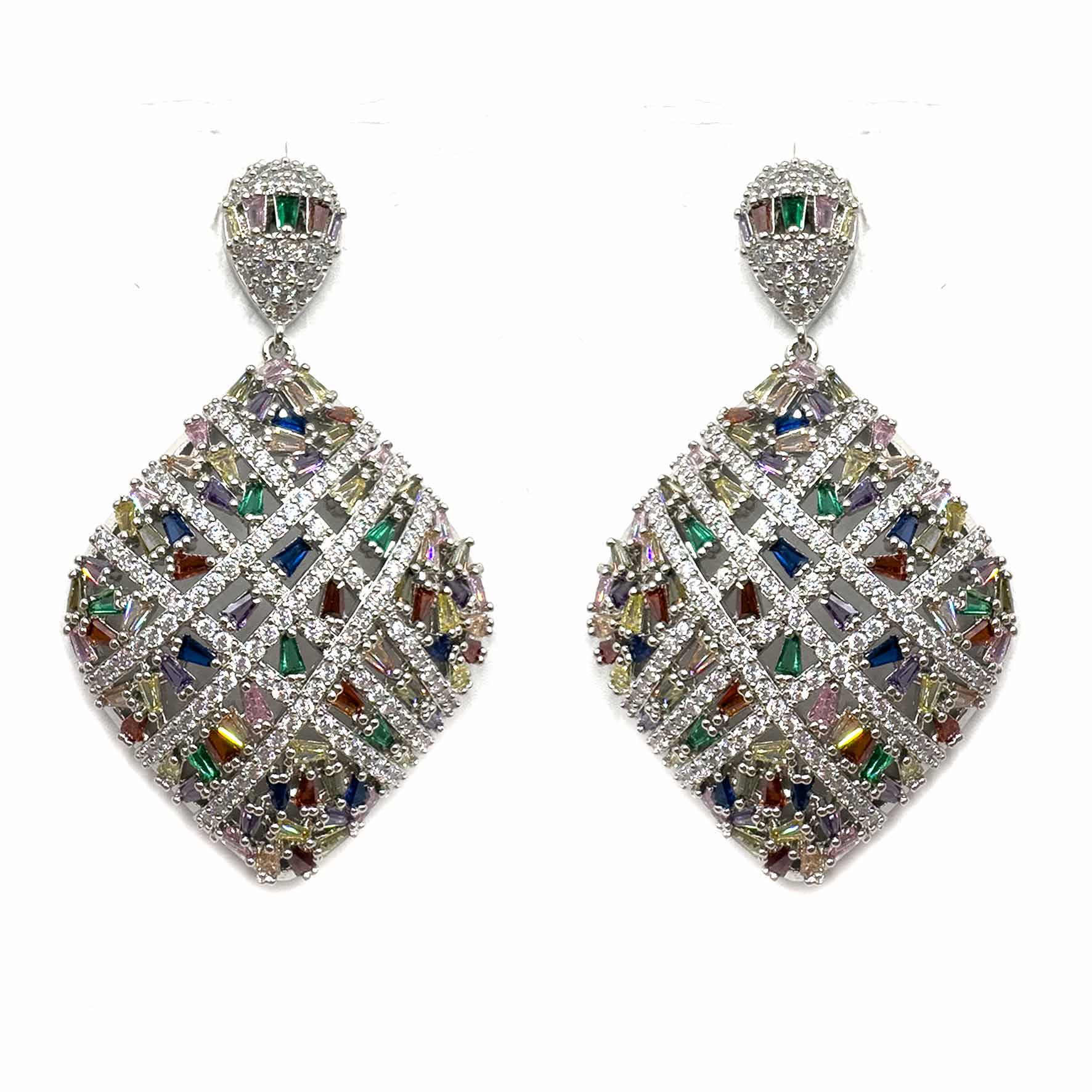 Palestro Milano Orecchini Rombo di pavè multicolor