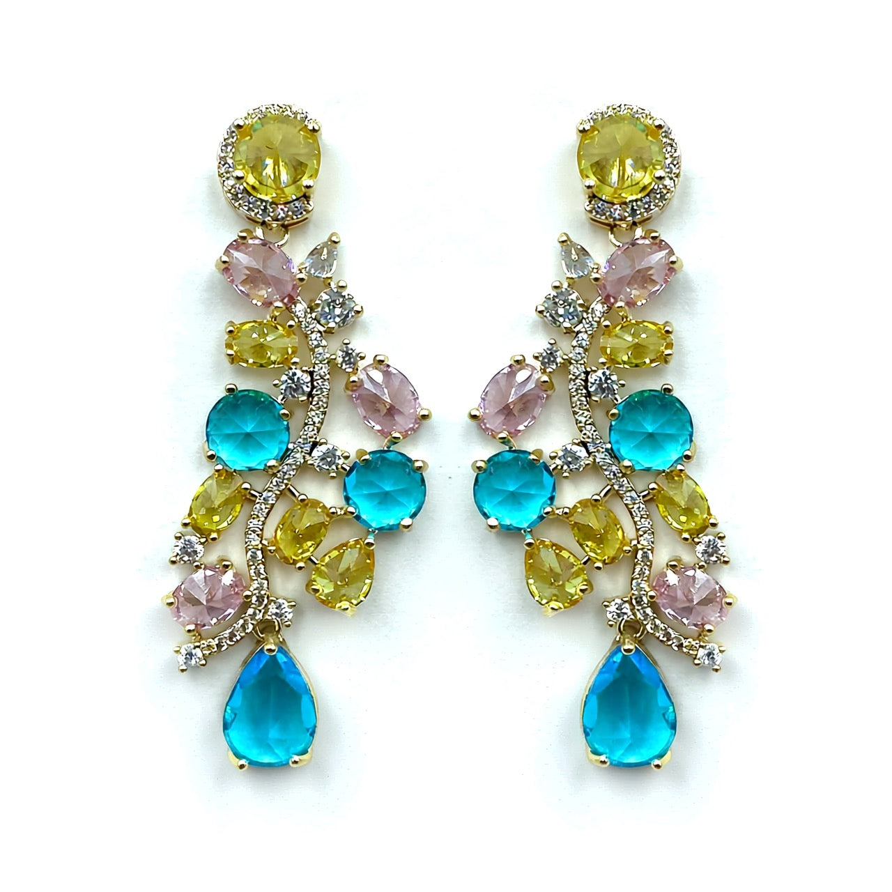 Palestro Milano Orecchini Rosa-Azzurro-Giallo Geometria di pietre preziose