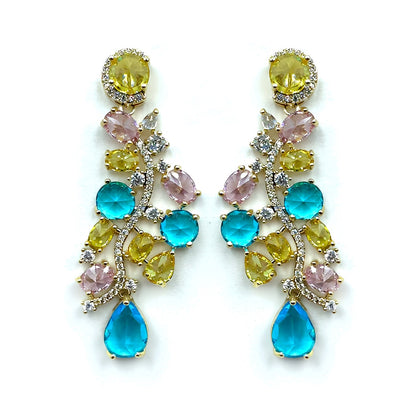 Palestro Milano Orecchini Rosa-Azzurro-Giallo Geometria di pietre preziose