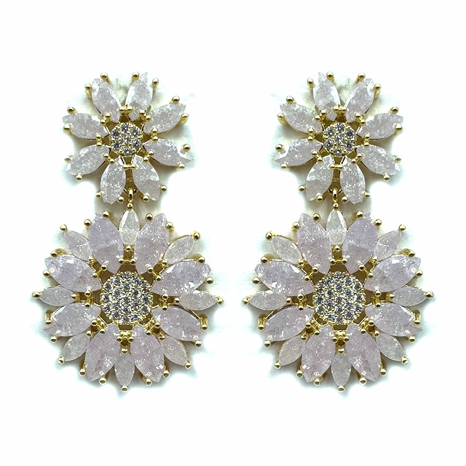 Palestro Milano Orecchini Rosa chiaro Coppia di girasoli di cristalli&amp;pavè