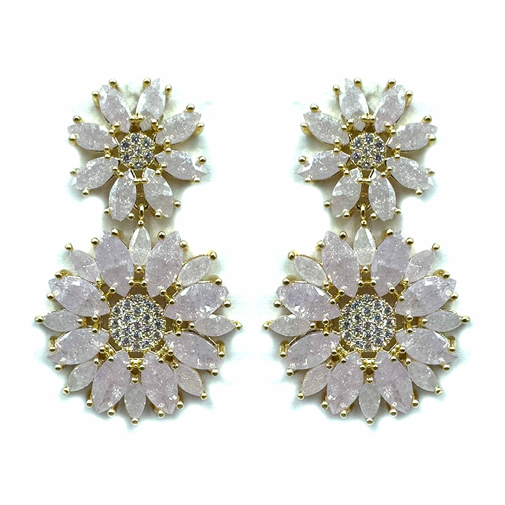 Palestro Milano Orecchini Rosa chiaro Coppia di girasoli di cristalli&amp;pavè