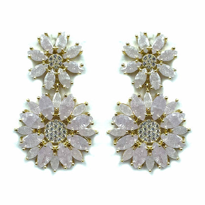 Palestro Milano Orecchini Rosa chiaro Coppia di girasoli di cristalli&amp;pavè