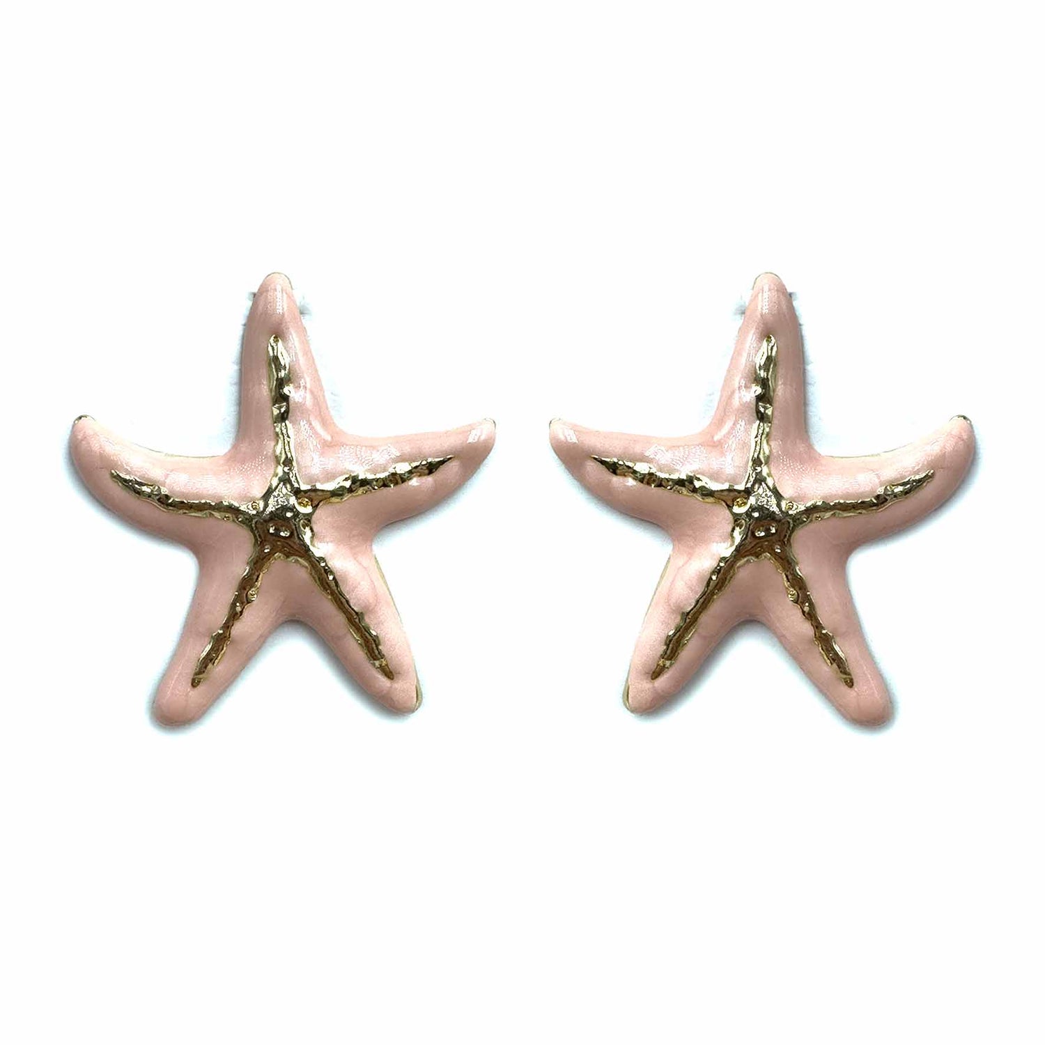 Palestro Milano Orecchini Rosa Chiaro Stella marina con venatura dorata