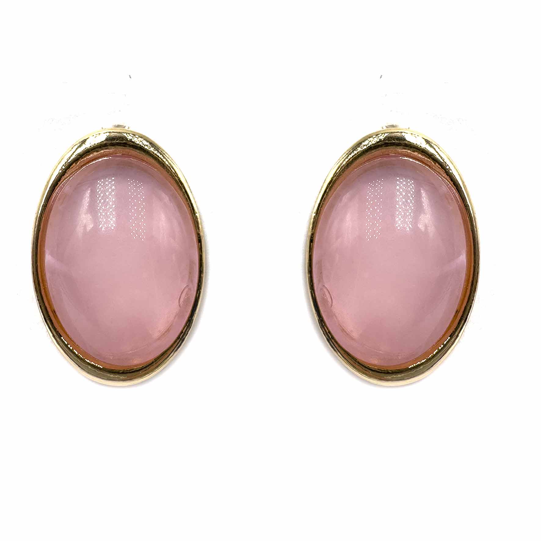 Palestro Milano Orecchini Rosa Cipria Bottone Ovale