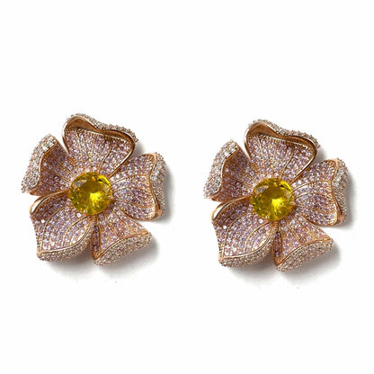 Palestro Milano Orecchini Rosa cipria Fiore Big di Pavè