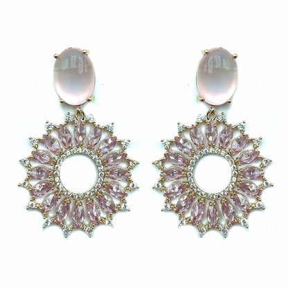 Palestro Milano Orecchini Rosa Cipria Girasole di cristallo