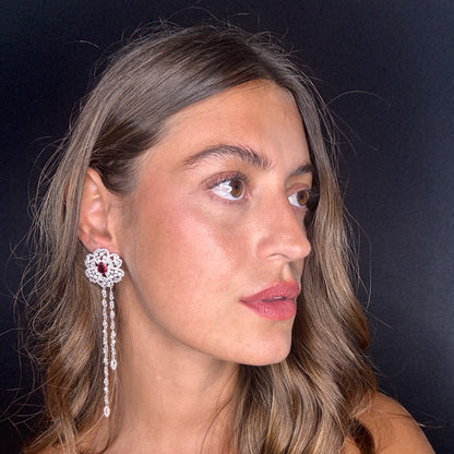Palestro Milano Orecchini Rosa con Gemme Cadenti