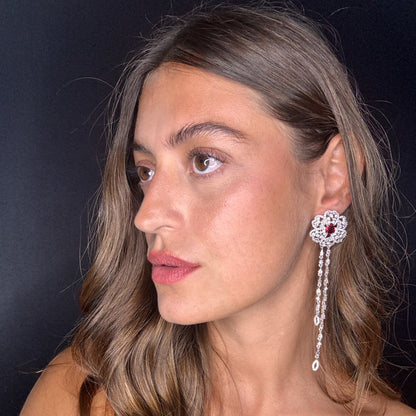 Palestro Milano Orecchini Rosa con Gemme Cadenti