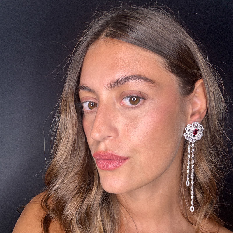 Palestro Milano Orecchini Rosa con Gemme Cadenti