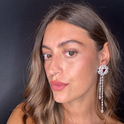 Palestro Milano Orecchini Rosa con Gemme Cadenti