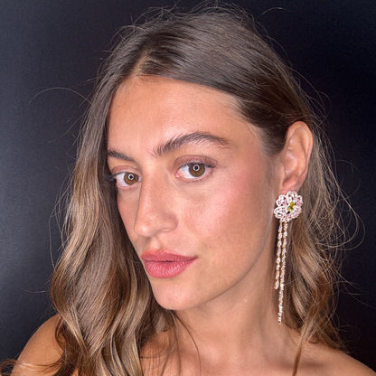 Palestro Milano Orecchini Rosa con Gemme Cadenti